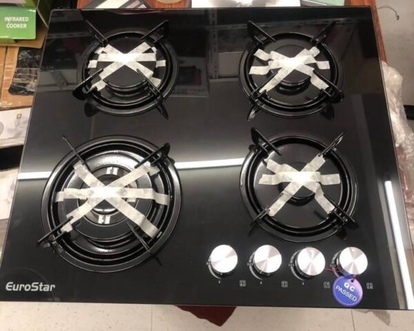 EURO Star 4 Burner Glass Top Gas Cooker High/Premium Quality with 1 year Company Warranty - Image 2