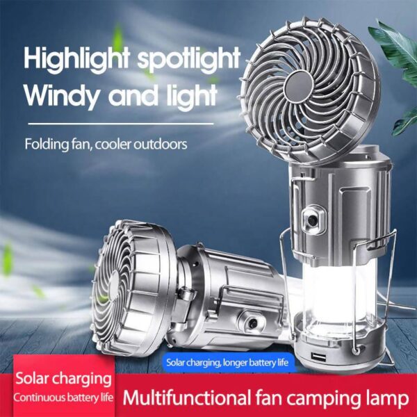 Rechargeable and Portable Camping Fan with Light - Image 3