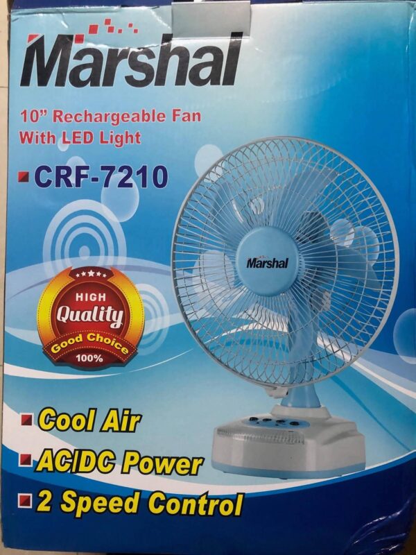 Marshal 10' Rechargeable Table Fan With Led Light 7210 High Quality - Image 4