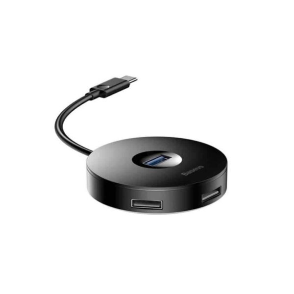 Baseus round box TYPE-C HUB adapter ?Type-C to USB3.0*1+USB2.0*3?25CM Black