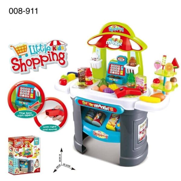 Little Kids Shopping Supermarket Luxury Grocery Store Playset For Small Kids Shopping And Super Market Food Stall Cash Register