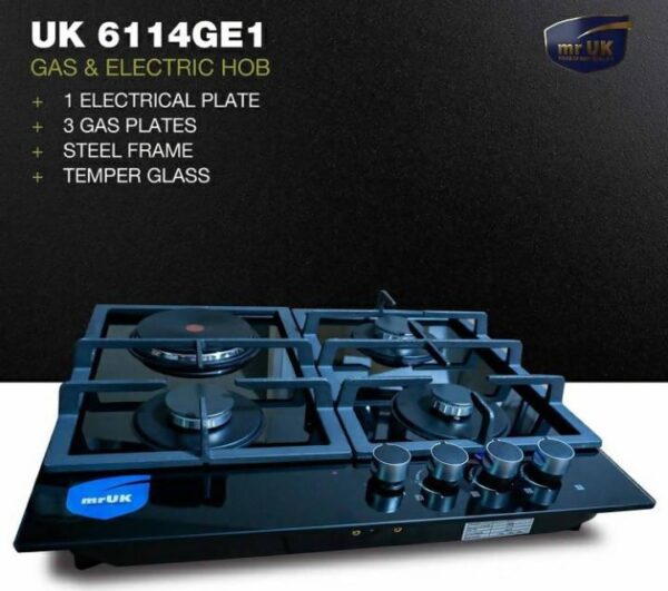 MR UK Gas and Electric 4 Burner Stove (3 GAS PLATES, 1 ELECTRIC PLATE) with one year warranty - Image 2