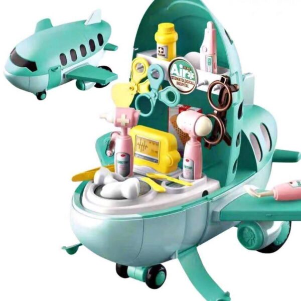 Kids Hospital Airplane 2 in 1 Hospital Doctor Play Set Medical Toys