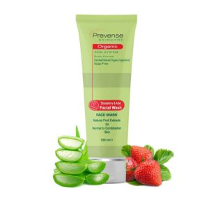 Prevense Organic Strawberry & Aloe Face Wash 120ml in a tube