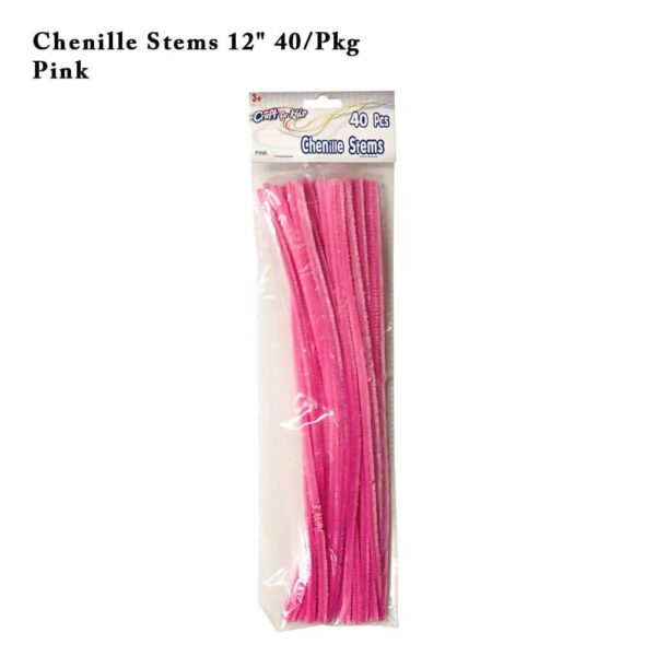 Chenille Stems 12" 40/Pkg pink