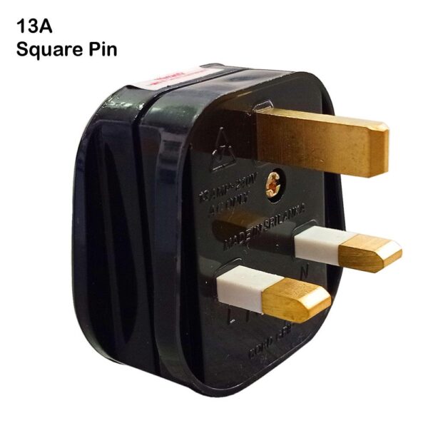 13A Square Pin Plug Top Sri Lanka - 220V AC Fused Plug Top - Black