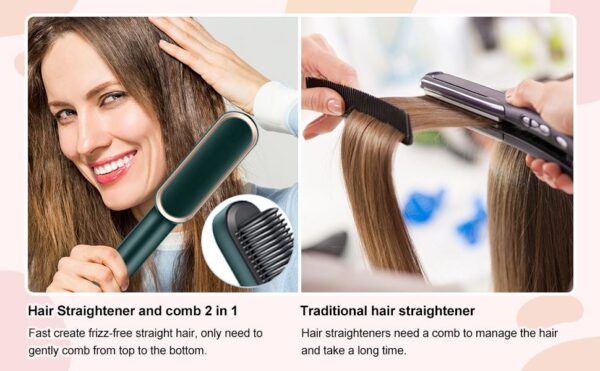 Hair Straightener Ceramic Heated Hair Brush HQT-909B - Image 5