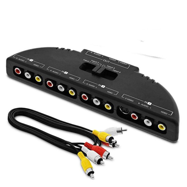 4 - Way Audio Video AV RCA Selector Switch Sri Lanka Box Splitter with 3 RCA Cable