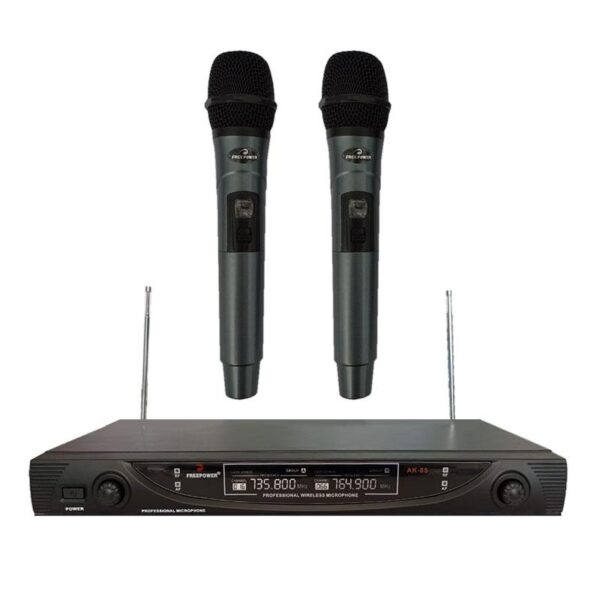 Dual Wireless Handheld Mic Microphone Sri Lanka for Studio Recording, Karaoke, Singing - Freepower - AK 85