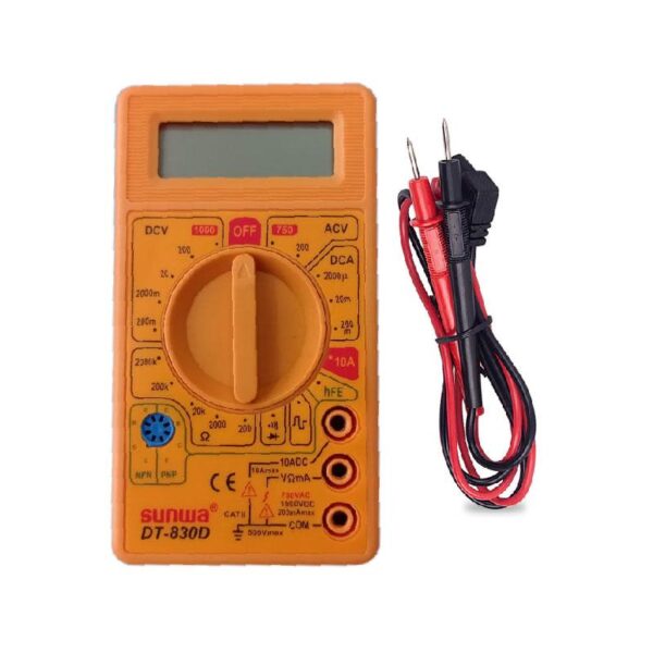 SUNWA Digital Multimeter For Volt Amp Ohm Tester Meter Voltmeter Ammeter With Probe DT-830D