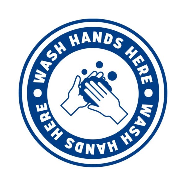 Wash Hands Here - Sign Sticker - 6 INCH X 6 INCH