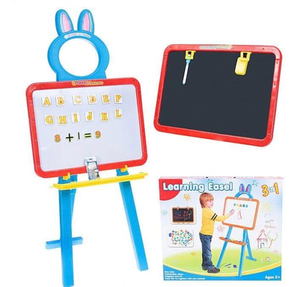 3 in 1 Learning Easel Black Board White Board with Magnetic Letters - Image 2