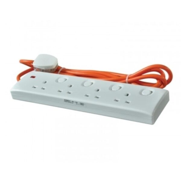 Orange 13A 4 Square Trailing Socket - 5 Meter