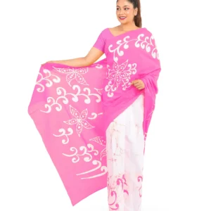 Laveena Classic Batik Saree in Pink Colour