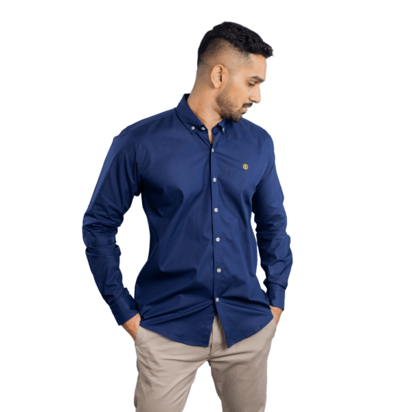 Benjamin George Men's Long Sleeve Shirt – Navy Blue - Image 3