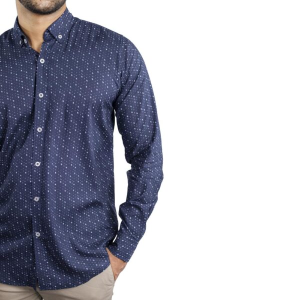 Benjamin George Men's Long Sleeve Shirt – Spotted Navy Blue - Image 4