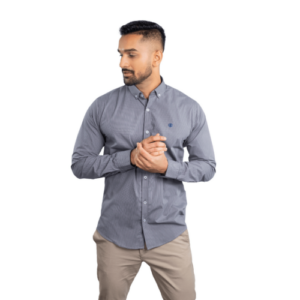 Benjamin George Men's Long Sleeve Shirt – Grey & White Stripes