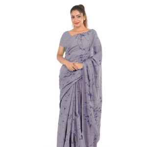 an image of a grey colour saree