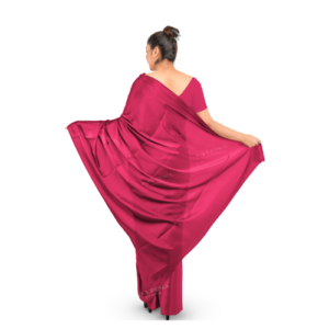 an image of a dark magenta Plain Satin Saree