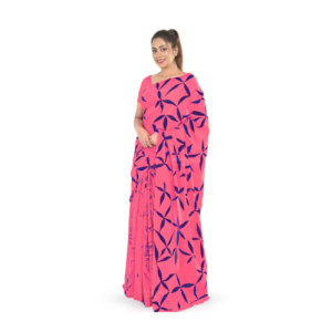 an image of a magenta colour ibatik saree