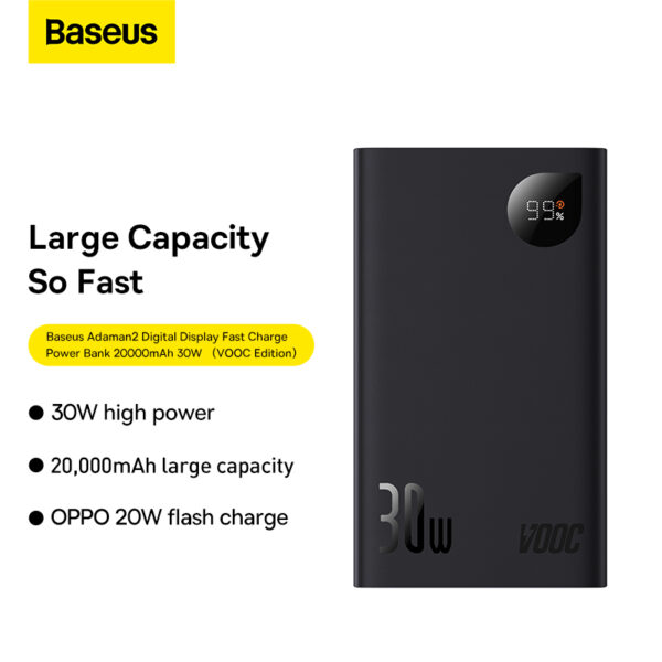 Baseus Adaman2 Digital Display Fast Charge Power Bank 20000mAh 30W (VOOC Edition) - Image 4