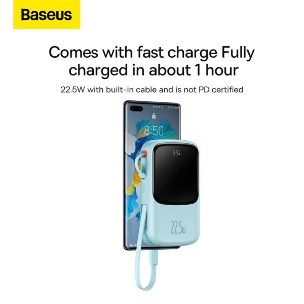 Baseus Qpow Pro 10000mAh 22.5W Digital Display Fast Charge Power Bank Type-C Edition - Blue - Image 2