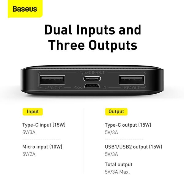 Baseus Bipow Digital Display Power bank 15W 10000mAh - Black - Image 2