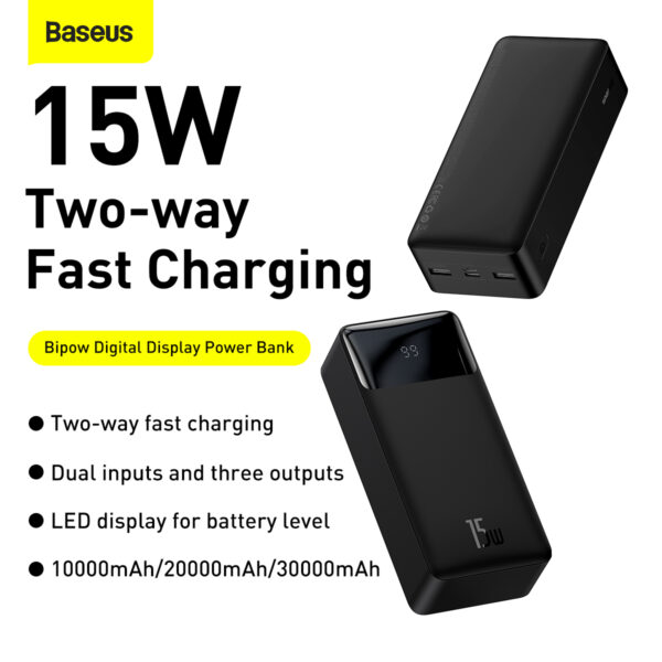 Baseus Bipow 15W 30000mAh Digital Display Fast Charge Power Bank - Image 5