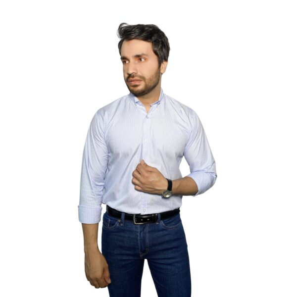 Benjamin George Men's Long Sleeve Shirt Baby Blue Stripes - Image 4