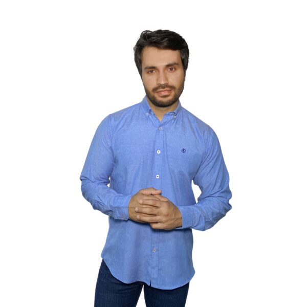 Benjamin George Long Sleeve Men's Shirt Cornflower Blue - Image 2