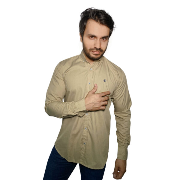 Benjamin George Men's Long Sleeve Shirt Khaki Brown - Image 2