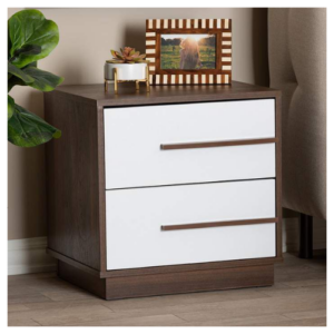 VTEC HOME Modern Laura Bedside Cupboard with 2 drawers - Two Tone design -Side Table - BC 560 - 19" X 16" X 19"