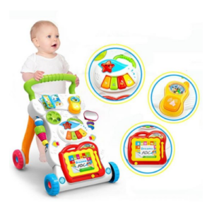 Baby Walker Toddler Trolley Sit-to-Stand Walker for Kid's Early Learning Educational Musical Adjustable Baby First Steps Car New