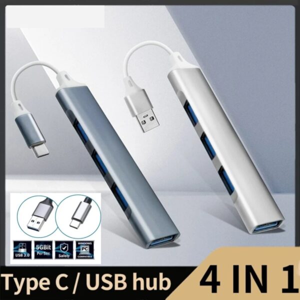 4-in-1 4 Ports Multi Splitter USB Hub, Type C Hub USB3.0 OTG USB C HUB Adapter