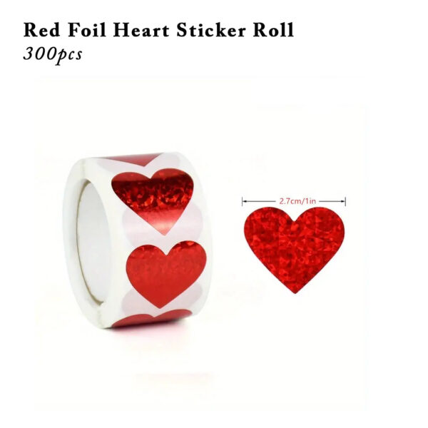 Foil Heart Stickers Roll