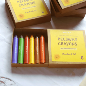 6-Piece Standard Natural & Non-Toxic Handmade Organic Beeswax Crayons for Kids