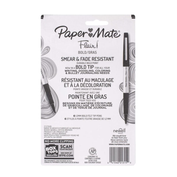 Paper Mate Bold Flair Felt Tip Pens 6 Pcs - Image 2